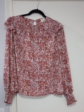 Roan And RyanLong-Sleeve Pink Floral Print Blouse Suze M
